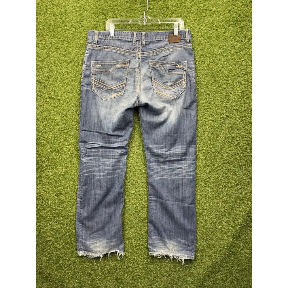BKE Jeans Mens 36 R Tyler Bootleg Medium Wash Buckle Stretch Denim Y2K Workwear